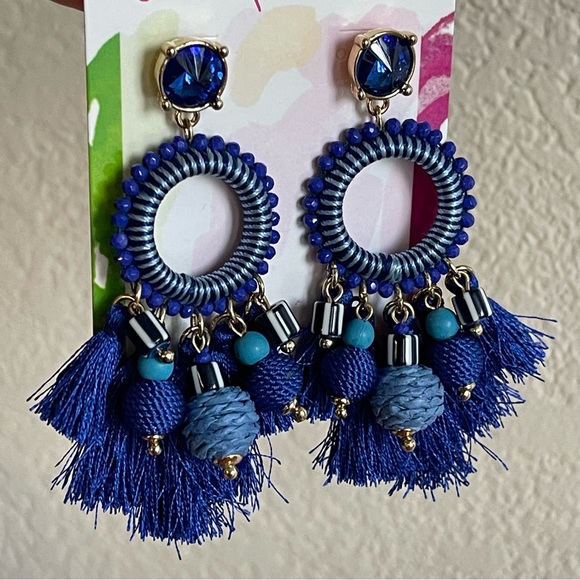 Lilly Pulitzer Social Sunset Earrings Borealis Blue - Picture 3 of 5